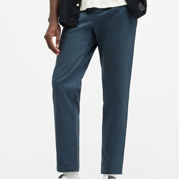 All Saints Walde Chino Pants Worker Blue Skinny Leg Button Fly Khaki Twill 30 - Picture 1 of 10